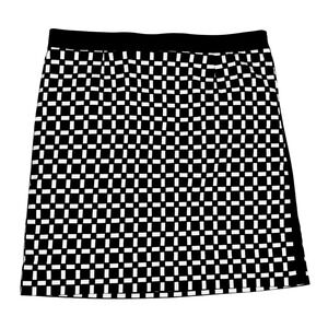 White House Black Market Black White Checkerboard A Line Skirt Size 12
